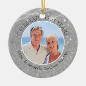 25e Jubileum | Silver Sparkle Two Photo Keramisch Ornament (Voorkant)