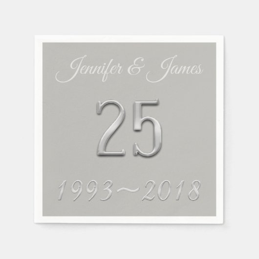 25e Jubileum Silver Wedding Typografie 2018 Servetten (Voorkant)