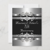 25e Jubileum Uitnodiging Elegant Black Silver (Voorkant)