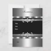 25e Jubileum Uitnodiging Elegant Black Silver (Achterkant)