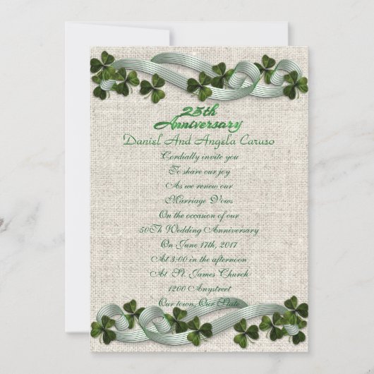 25e Jubileum Uitnodiging Iers thema (Voorkant)