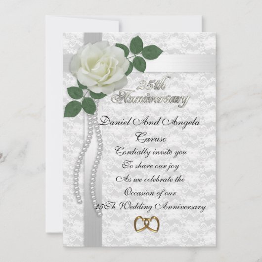 25e Jubileum Uitnodiging Witte roos (Voorkant)