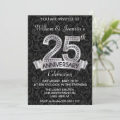 25e jubileum uitnodiging zilver diamant (Staand voorkant)