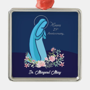 25e Jubileum van het religieuze leven Nun roze ven Metalen Ornament