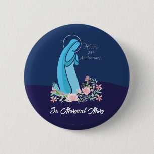 25e Jubileum van het religieuze leven Nun roze ven Ronde Button 5,7 Cm