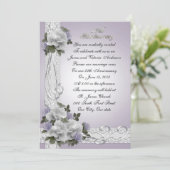 25e Jubileum: verlenging witte rozen Kaart (Staand voorkant)