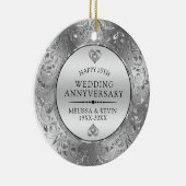 25e Jubileum voor bruiloft Zilver Lijst Keramisch Ornament (Rechts)