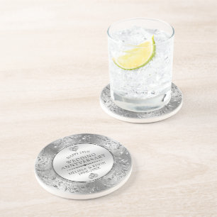 25e Jubileum voor bruiloft Zilver Lijst Zandsteen Onderzetter