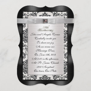 25e Jubileum vow vernieuwing damask uitnodiging