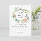 25e jubileum Wijzig de datum Rozen Bloemstuk  Kaart (Staand voorkant)