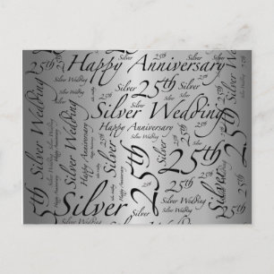 25e Jubileum Word Art Graphic Briefkaart