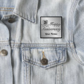 25e Jubileum - Zilver Vierkante Button 5,1 Cm (In situ)