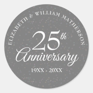25e jubileum Zilveren Stardust Ronde Sticker