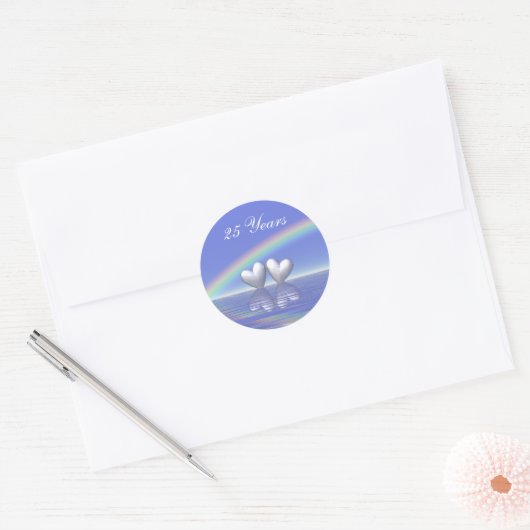25e Jubileum Zilverharding Ronde Sticker (Envelop)
