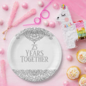 25e Jubileum zilverzijde in wit Papieren Bordje (Feest)