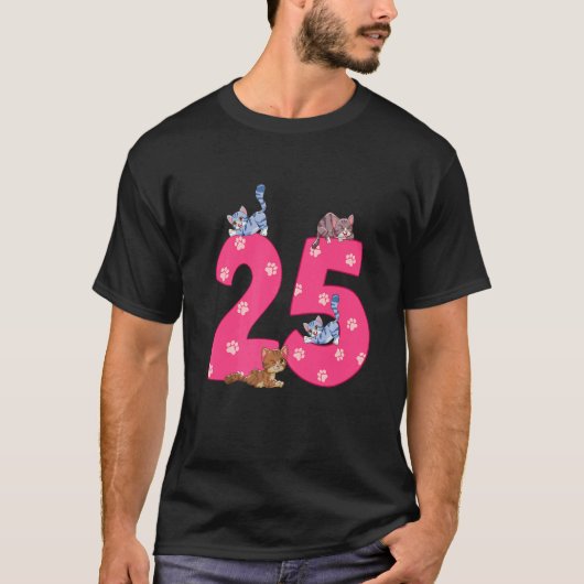 25e Kat-feestdag 25 jaar oude Kitten Bda T-shirt (Voorkant)
