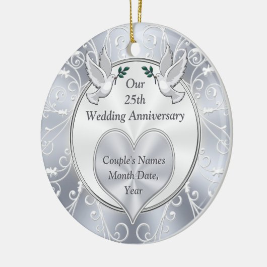 25e kerstversiering Jubileum bruiloft Keramisch Ornament (Links)