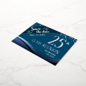 25e klas reünie Elegant blauw Folie Feestdagen Briefkaart (Gedraaid)