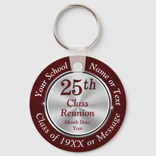 25e klas reünie ideeën, 25e reünie gunsten, sleutelhanger (Voorkant)