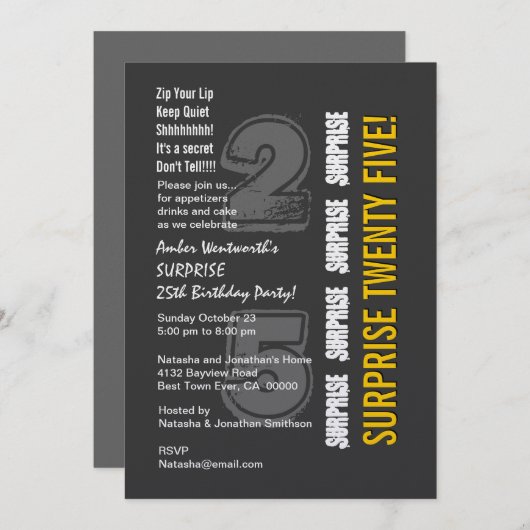 25e MAANDZUUR Goud en grijs Kaart (Voorkant / Achterkant)