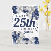 25e marinier Blauwe Balloons Kaart (Gele Bloem)