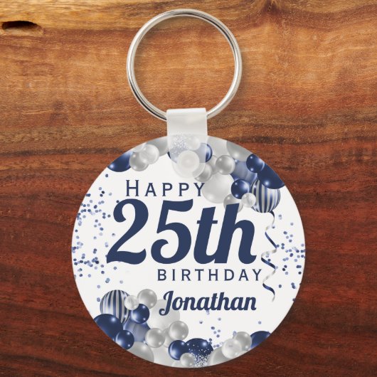 25e marinier Blauwe Balloons Sleutelhanger (Voorkant)