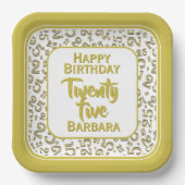 25e Partij Willekeurige Nummer Patroon Goud/Wit Papieren Bordje (Voorkant)