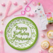 25e Partij Willekeurige Nummer Patroon Groen/Wit Papieren Bordje (Feest)