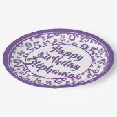 25e Partij Willekeurige Nummer Patroon Paarse/Wit Papieren Bordje (Gekanteld)