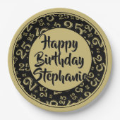 25e Partij Willekeurige Nummer Patroon Zwart/Goud Papieren Bordje (Voorkant)