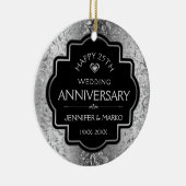 25e Silver Damascus Wedding Jubileum Keramisch Ornament (Rechts)