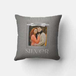 25e Silver Damask Wedding Annivsersary Foto Kussen