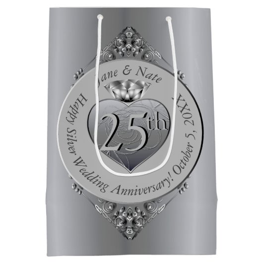 25e Silver Jubileum Medium Gift Bag Medium Cadeauzakje (Achterkant)