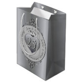 25e Silver Jubileum Medium Gift Bag Medium Cadeauzakje (Achterkant Gekanteld)