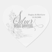 25e Silver-Jubileum met datum en Initialen Hart Sticker (Voorkant)