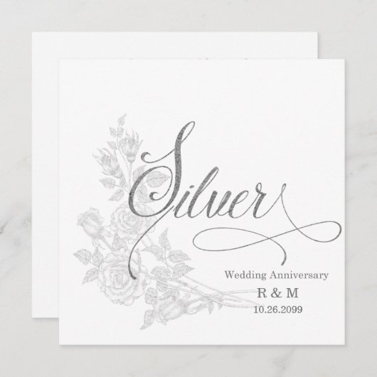 25e Silver-Jubileum met datum en Initialen Kaart (Voorkant / Achterkant)