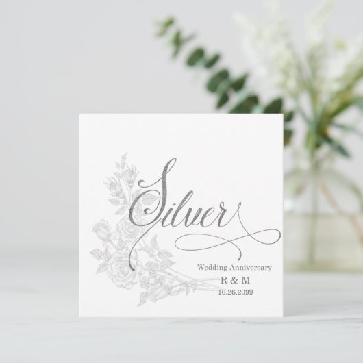 25e Silver-Jubileum met datum en Initialen Kaart (Staand voorkant)