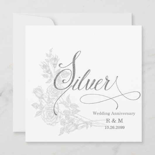 25e Silver-Jubileum met datum en Initialen Kaart (Voorkant)