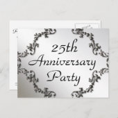 25e Silver Jubileum Party Invitation Briefkaarten (Voorkant / Achterkant)