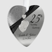 25e Silver Metallic Wedding Jubileum Keepomwille Ornament (voorkant)