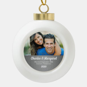 25e Silver Wedding Annivsersary Foto Keramische Bal Ornament