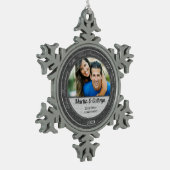 25e Silver Wedding Annivsersary Foto Tin Sneeuwvlok Ornament (Links)