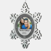 25e Silver Wedding Annivsersary Foto Tin Sneeuwvlok Ornament (Rechts)