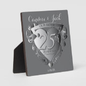 25e Silver Wedding Jubileum 3D Heart Emblem Pl Fotoplaat (Voorkant)