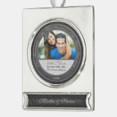 25e Silver Wedding Jubileum Foto en Jaar Verzilverd Banner Ornament (Links)