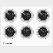 25e Silver Wedding Jubileum - Witte Damask Ronde Sticker (Vel)