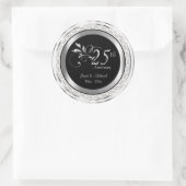 25e Silver Wedding Jubileum - Witte Damask Ronde Sticker (Tas)