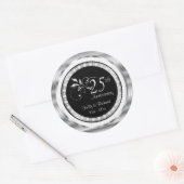 25e Silver Wedding Jubileum - Witte Damask Ronde Sticker (Envelop)