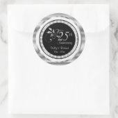 25e Silver Wedding Jubileum - Witte Damask Ronde Sticker (Tas)