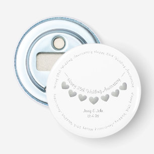 25e Silver Wedding trouwdag met cadeautje Button Flesopener